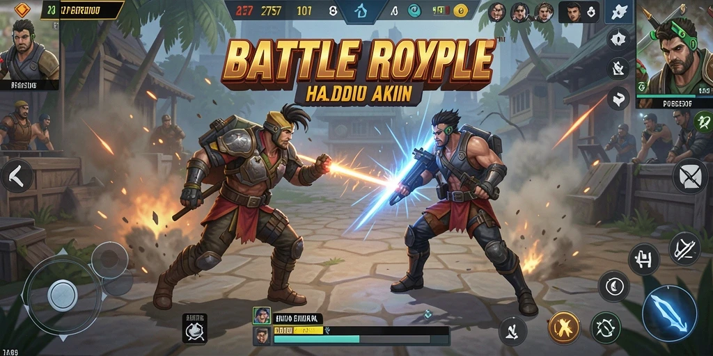 Screenshot utama 2757 menampilkan aksi seru dalam Battle Royale.