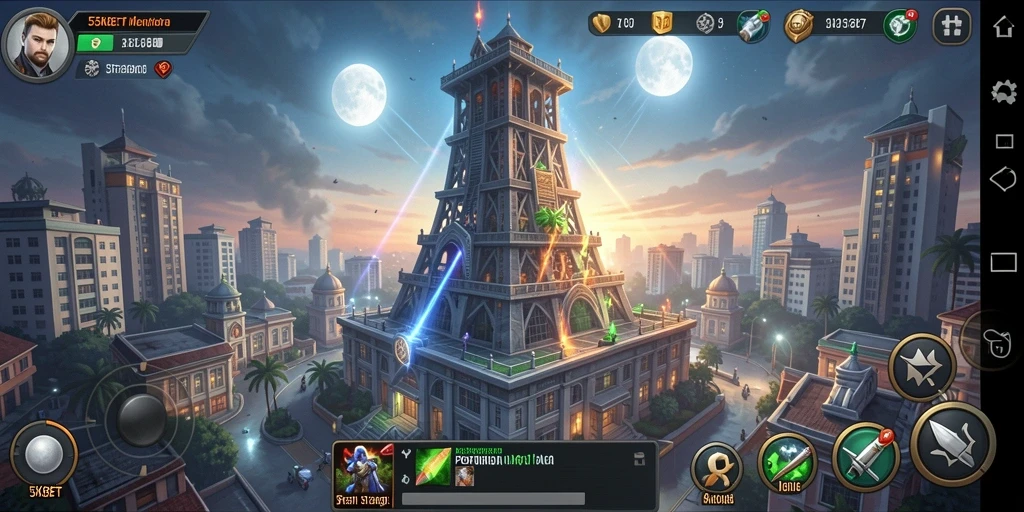Gameplay Tower Defense seru dengan strategi pertahanan menara.