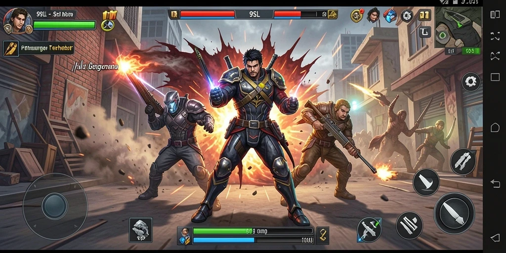 Gameplay seru di 9SL dengan pertarungan intens.