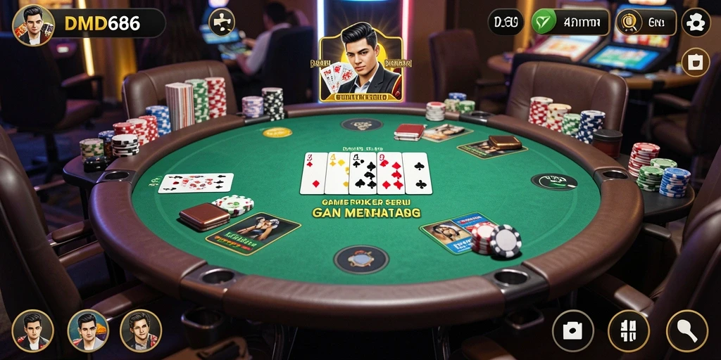 Tampilan gameplay Poker yang seru dan mendebarkan di DMD686.