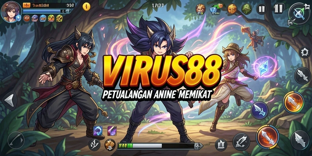 Tampilan gameplay penuh aksi dalam VIRUS88 yang menarik.