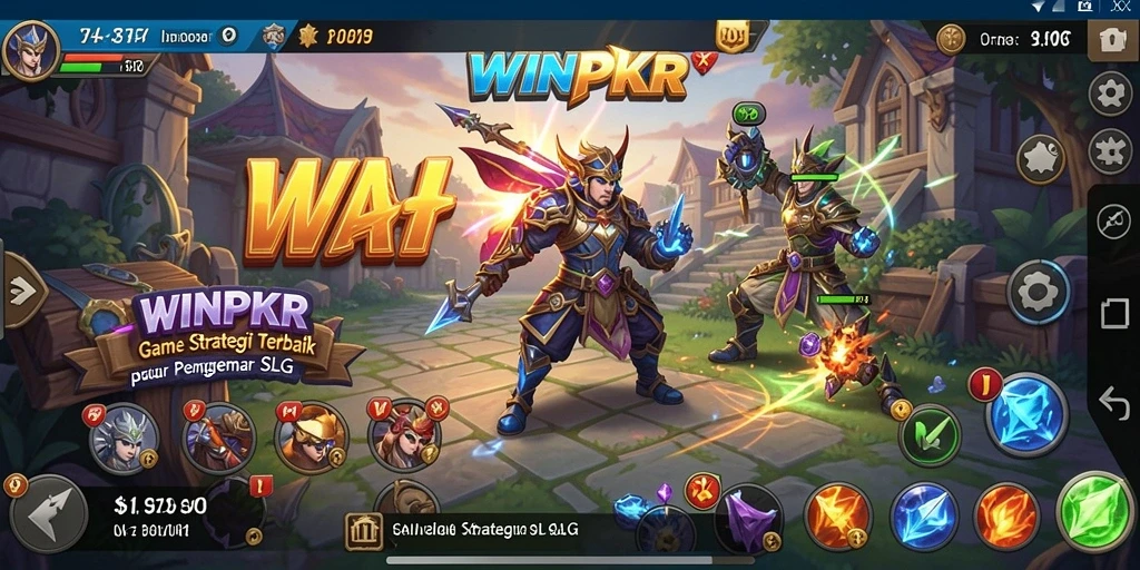 Tangkapan layar gameplay <strong>WINPKR</strong> menampilkan pertarungan yang mendebarkan antara dua kerajaan.